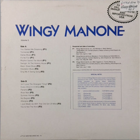 WINGY MANONE <BR>VOLUME 5