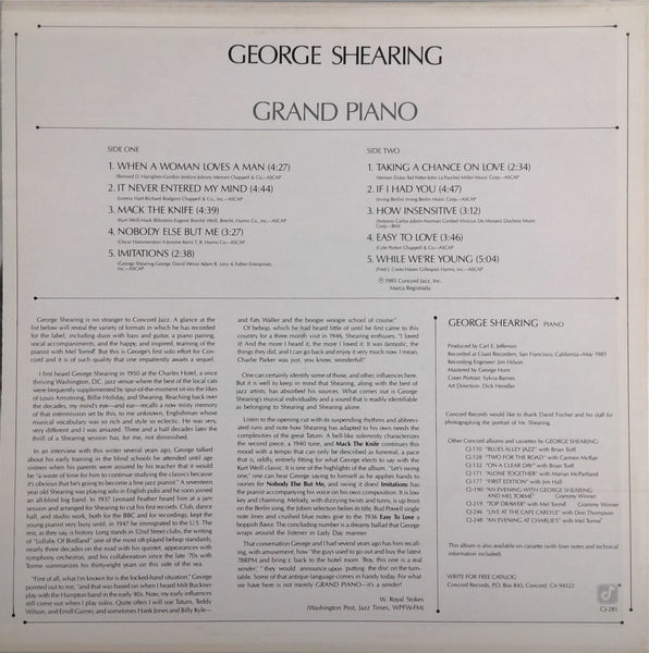 GEORGE SHEARING <BR>GRAND PIANO