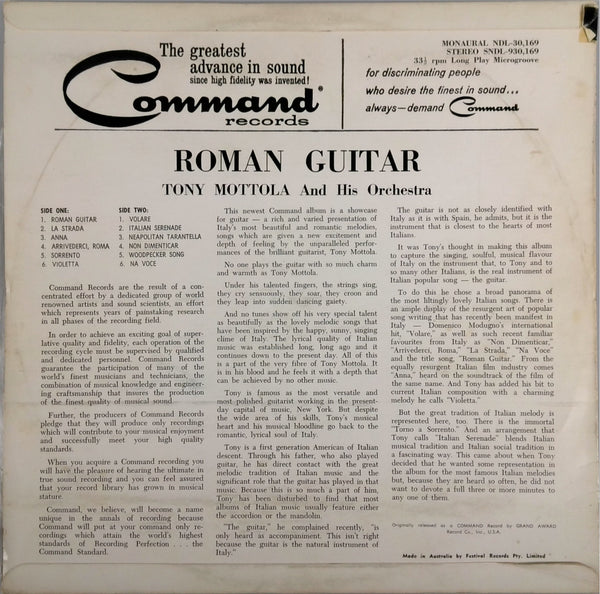 TONY MOTTOLA AND HIS ORCHESTRA <BR>ROMAN GUITAR