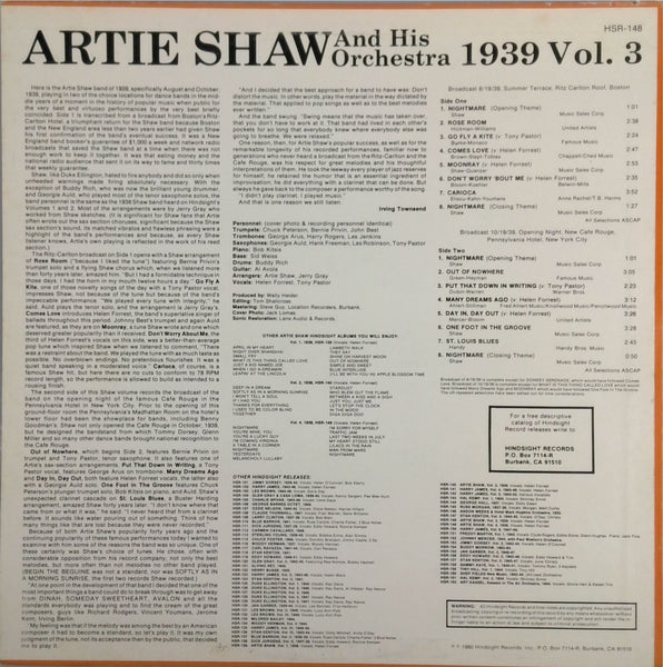 ARTIE SHAW AND HIS ORCHESTRA <BR>VOL. 3