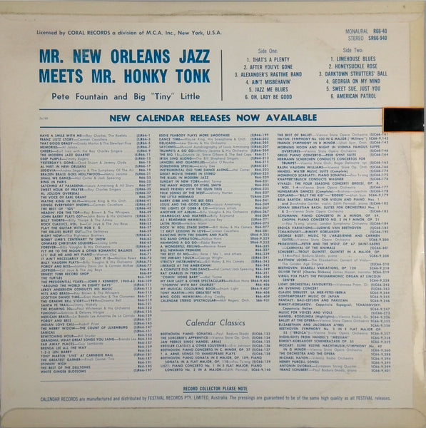 PETE FOUNTAIN <BR>MR. NEW ORLEANS MEETS MR. HONKY TONK "BIG" TINY LITTLE