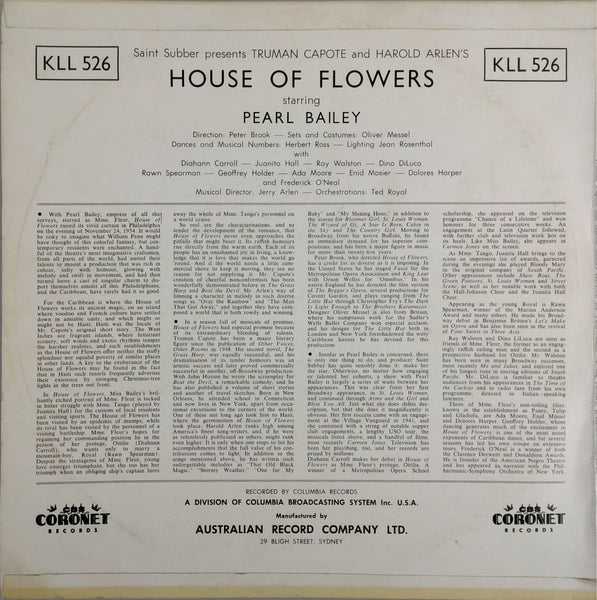 PEARL BAILEY AND THE ORIGINAL BROADWAY CAST <BR>HOUSE OF FLOWERS