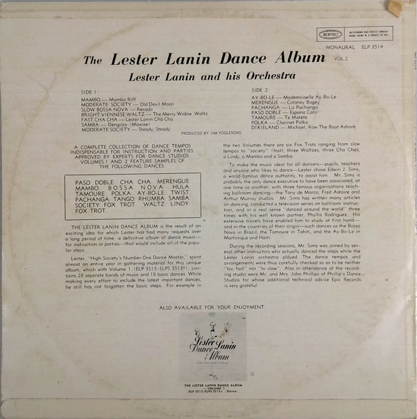 LESTER LANIN AND HIS ORCHESTRA <BR>THE LESTER LANIN DANCE ALBUM
