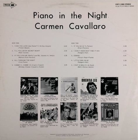 CARMEN CAVALLARO AND HIS ORCHESTRA <BR>PIANO IN THE NIGHT